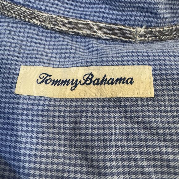 Tommy Bahama Men's XL Blue Long Sleeve Button-Up Shirt Check Casual Top - Picture 6 of 11